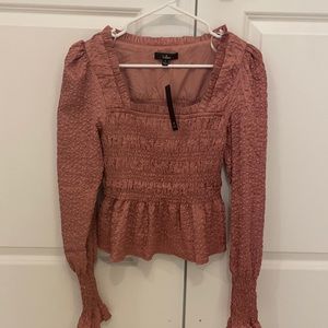 Lulus long sleeve square beck Top Pink sz S Beautiful Top with NWTGS!!